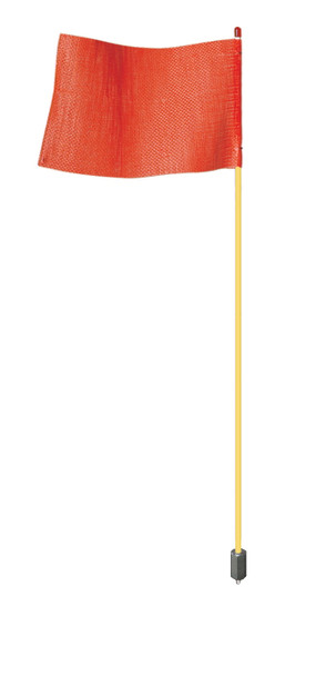 Warning Whip - Light Duty - 7' - Non-Lighted - Yellow Rod - Plain Orange Rectangular Flag - Hex Base - FSRR7Y-HB