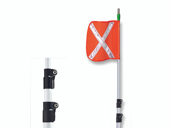 Warning Whip - General Purpose - Telescoping Pole - 15' - Lighted - 16" Orange Flag - White X - TPCWHP15XL-16-O