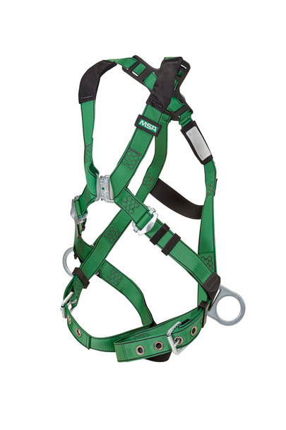 MSA V-FORM Harness w/Back & Side D-Rings - Tongue Buckle Leg Straps Quick Connect Chest Buckle - Extra Large - 10206063