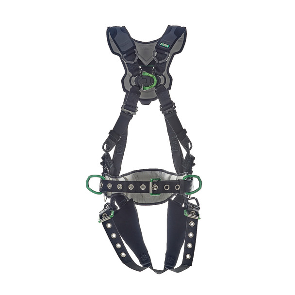 MSA V-FLEX Construction Harness w/Back, Front & Side D-Rings - Tongue Buckle Leg Straps - Extra Large - 10211348