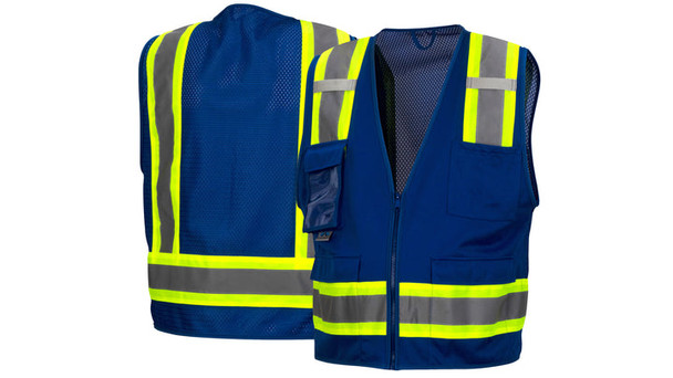 Pyramex- Survey Vest W/Clear Pocket-Blue