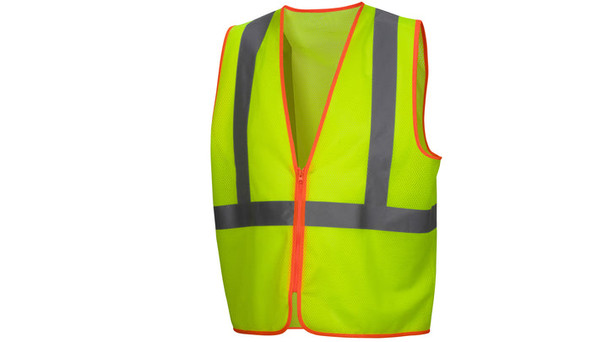 Pyramex-Class 2 Contrast Trim - Hi-Viz Lime 2'' Reflective Stripe & Zipper Front Closure