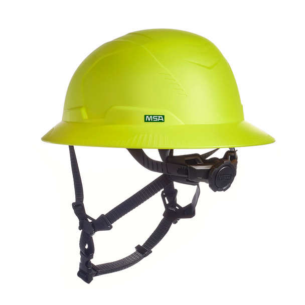 MSA V-Gard H2 Full Brim - Type II Class E Safety Helmet - Non-Vented - Hi-Viz Yellow - 10250602