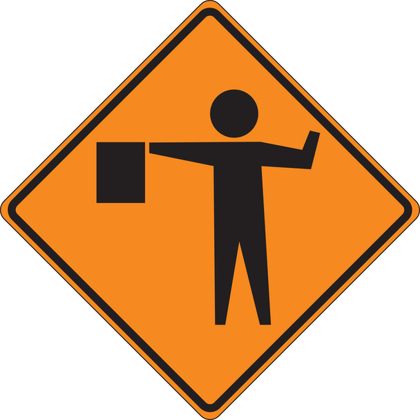 Roll-Up Construction Sign: Flagger (Symbol) 36" x 36" Reflective Vinyl 1/Each - FRC303RV