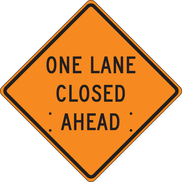 Roll-Up Construction Sign: One Lane Closed Ahead 36" x 36" Fluorescent Vinyl 1/Each - FRC314FL