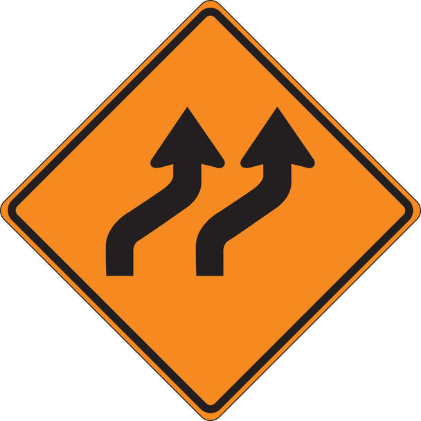 Roll-Up Construction Sign: Two Lane Reverse Curve (Right) 36" x 36" Diamond Grade 1/Each - FRC326DG