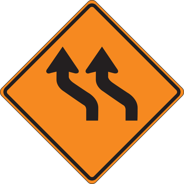 Roll-Up Construction Sign: Two Lane Reverse Curve (Left) 36" x 36" Diamond Grade 1/Each - FRC327DG