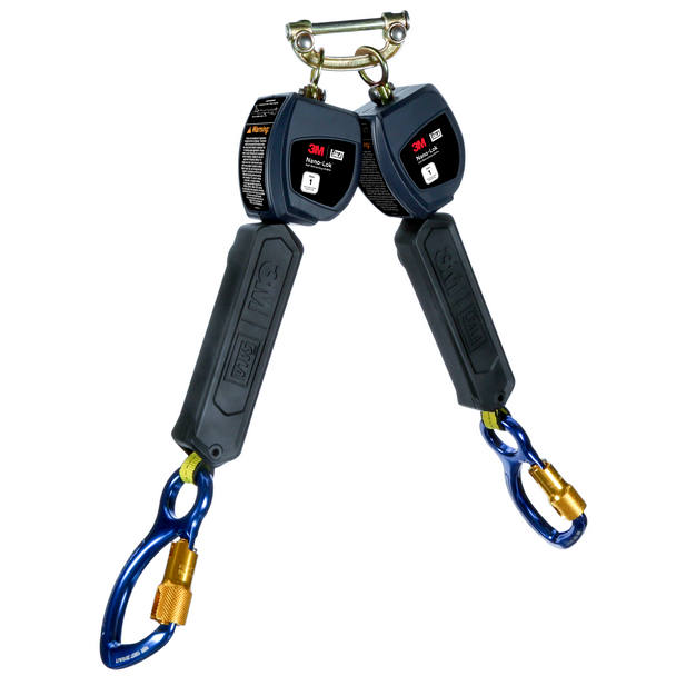 3M DBI-SALA Nano-Lok Personal Twin-Leg Self Retracting Lifeline - Web Aluminum Carabiner - 6 ft. - Class 1 - ANSI - 3100546