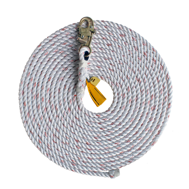 3M DBI-SALA Rope Lifeline with Snap Hook - 5/8 in Polyester and Polypropylene Blend - White - 350 ft - 1202927