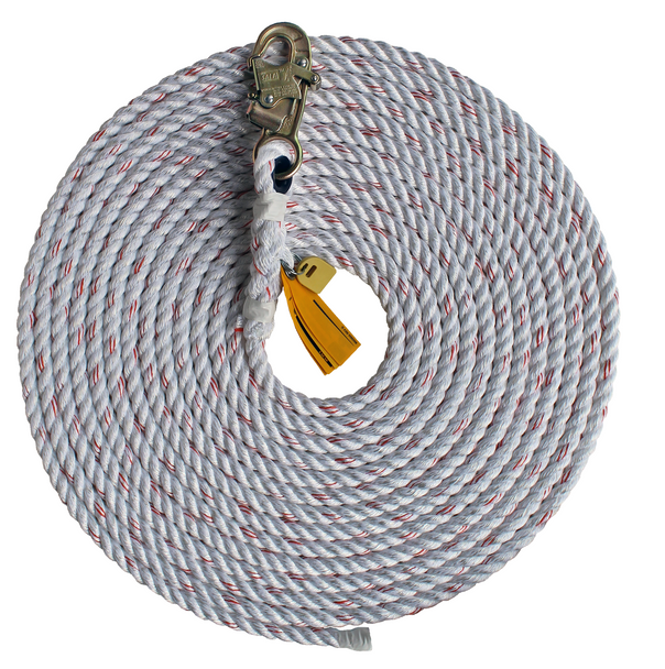 3M DBI-SALA Rope Lifeline with Snap Hook - 5/8 in Polyester and Polypropylene Blend - White - 200 ft - 1202900