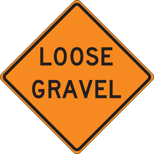 Roll-Up Construction Sign: Loose Gravel 48" x 48" Fluorescent Vinyl 1/Each - FRC431FL