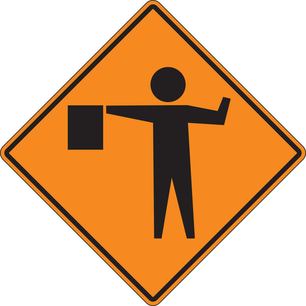 Rigid Construction Sign: Flagger (Symbol) 36" x 36" DG High Prism 1/Each - FRK212DP