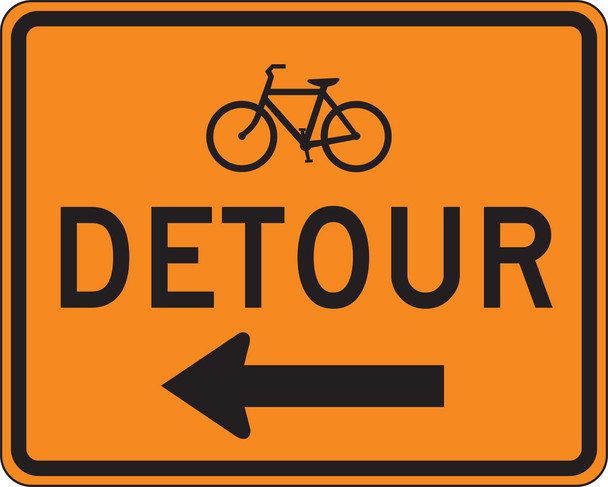 Rigid Construction Sign: Detour (Bicycle) Left 24" x 30" High Intensity Prismatic 1/Each - FRK335HP
