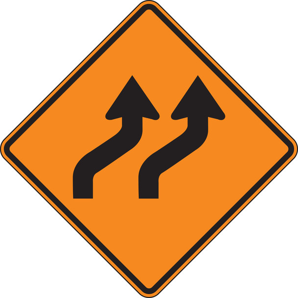 Rigid Construction Sign: Two Lane Reverse Curve (Right) 36" x 36" DG High Prism 1/Each - FRK361DP