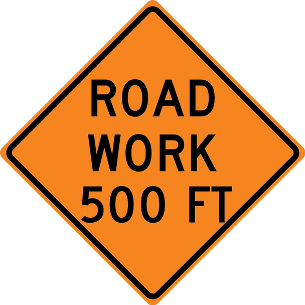 Rigid Construction Sign: Road Work Ahead Ahead 36" x 36" DG High Prism 1/Each - FRK364DP