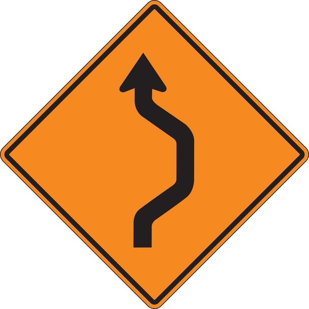 Rigid Construction Sign: Double Reverse Curve (Right) 48" x 48" DG High Prism 1/Each - FRK481DP
