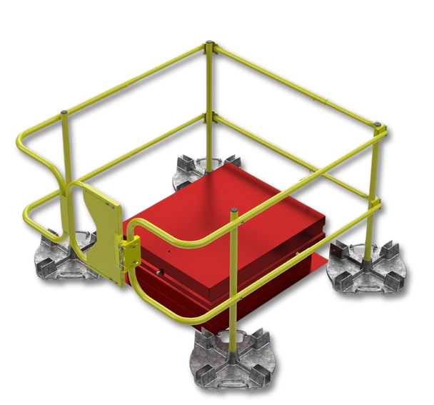 Leading Edge Safety Ballasted Roof Hatch Guardrail For A 36" X 36" Hatch - WBRH-36X36-17-ASM