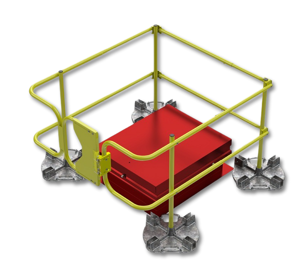 Leading Edge Safety Ballasted Roof Hatch Guardrail For A 48" X 48" Hatch - WBRH-48X48-17-ASM