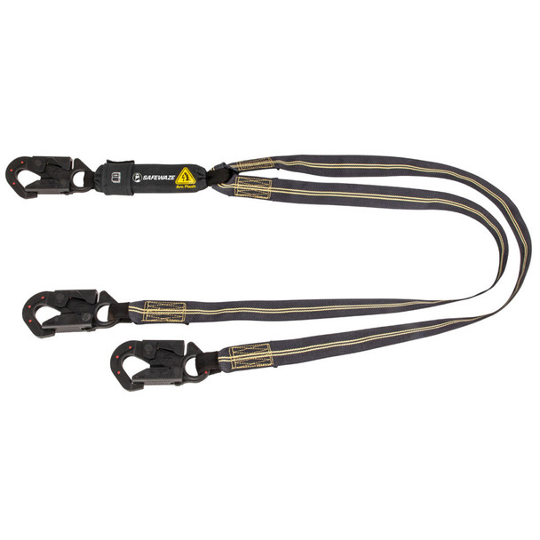 Safewaze Arc Flash 6' Energy Absorbing Lanyard: Aramid, Dual Leg, Dielectric Snap Hooks - 020-2040