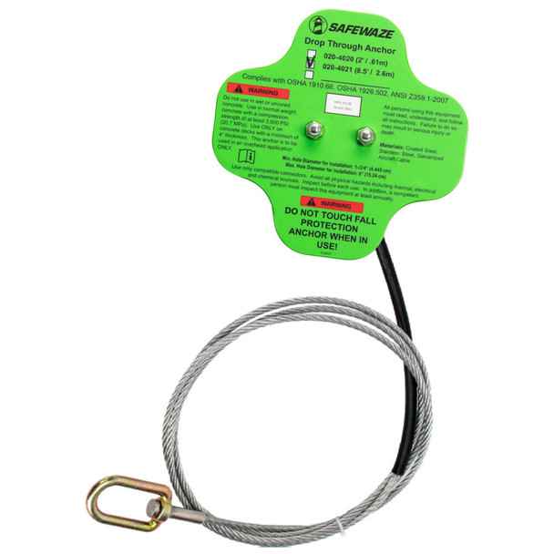 Safewaze 8.5' Drop-Through Cable Anchor	 - 020-4021