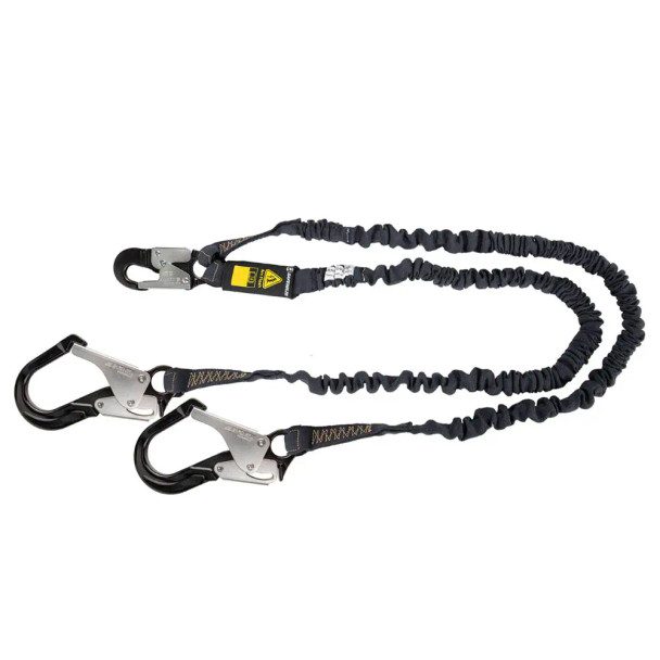 Safewaze Arc Flash 6' Internal Energy Absorbing Lanyard: Aramid, Dual Leg, Alu Rebar Hooks - 023-2104