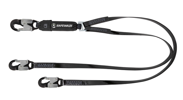 Safewaze PRO-Shield 6' Energy Absorbing Lanyard: Dual Leg, Alu Snap Hooks - 024-2141