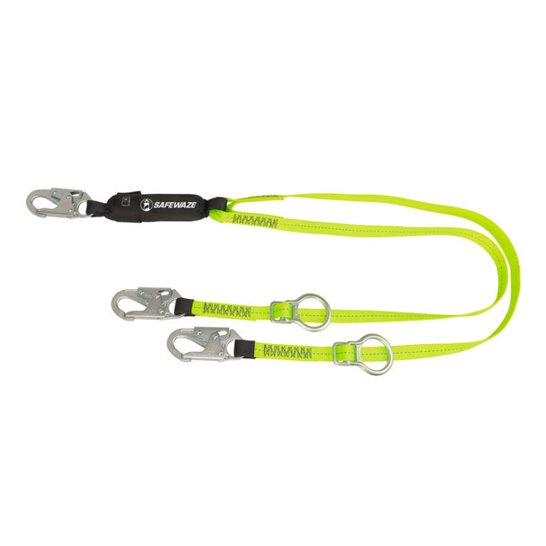 Safewaze PRO 6' Tie-Back Energy Absorbing Lanyard: Dual Leg, Adjustable Ring - FS456