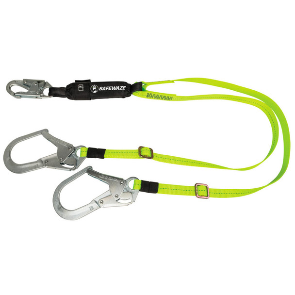 Safewaze PRO 4'-6' Adjustable Energy Absorbing Lanyard: Dual Leg, Rebar Hooks - FS566-AJ