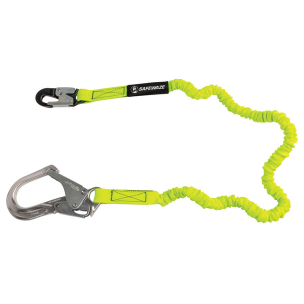 Safewaze PRO 6' Stretch Internal Energy Absorbing Lanyard: Alu Rebar Hook - FS595-ALU
