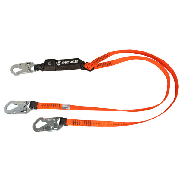 Safewaze V-Line 6' Energy Absorbing Lanyard: Dual Leg, Snap Hooks - FS88561-E