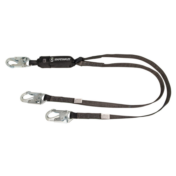 Safewaze Heavyweight 6' Energy Absorbing Lanyard: Dual Leg, Snap Hooks - FS88661-HW
