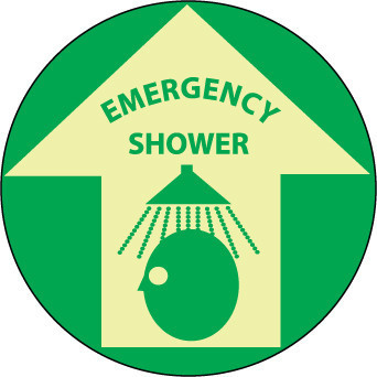 FLOOR SIGN, GLOW WALK ON, EMERGENCY SHOWER, 17" DIA