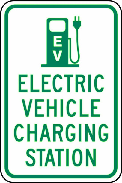 Traffic Sign: Electric Vehicle Charging Station 18" x 12" Engineer Grade Reflective Aluminum (.080) 1/Each - FRP390RA