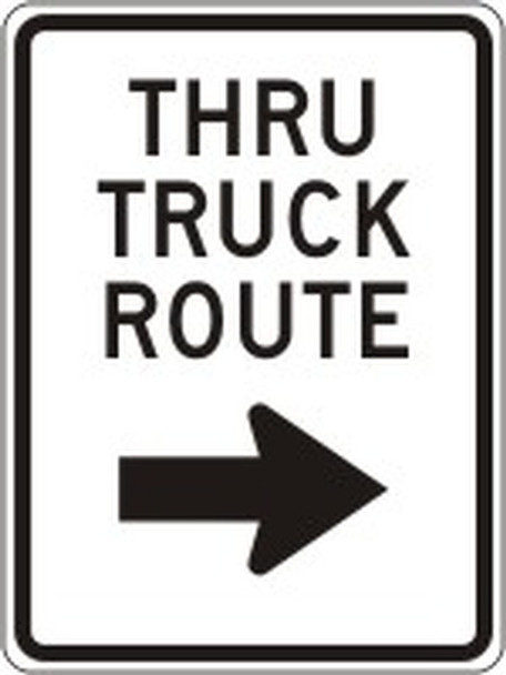 Facility Traffic Sign: Thru Truck Route, (Right Arrow) 24" x 18" Engineer-Grade Prismatic 1/Each - FRR233RA