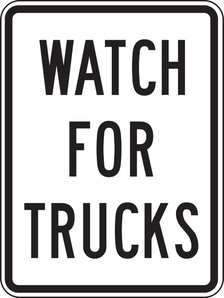 Facility Traffic Sign: Watch For Trucks 24" x 18" DG High Prism 1/Each - FRR240DP
