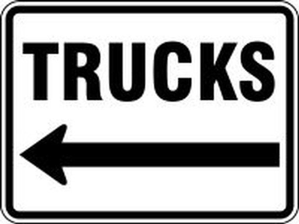 Facility Traffic Sign: Trucks (Left Arrow) 18" x 24" High Intensity Prismatic 1/Each - FRR281HP