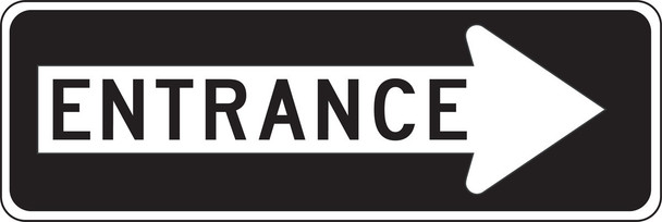 Facility Traffic Sign: Entrance, Right Arrow 12" x 36" DG High Prism 1/Each - FRR294DP
