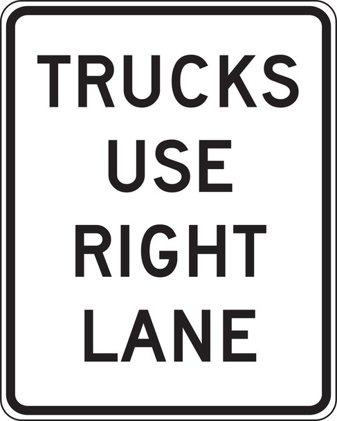 Lane Guidance Sign: Trucks Use Right Lane 30" x 24" DG High Prism 1/Each - FRR442DP