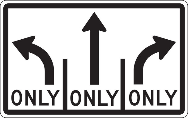 Lane Guidance Sign: Advance Intersection Lane Control (3 Lane - Mandatory Middle) 30" x 48" High Intensity Prismatic 1/Each - FRR659HP