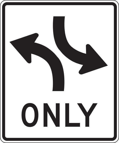 Lane Guidance Sign: Two-Way Left Turn Only 36" x 30" Engineer-Grade Prismatic 1/Each - FRR660RA