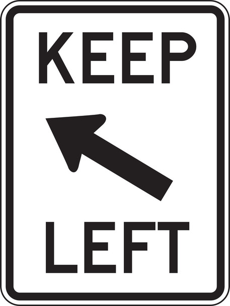 Lane Guidance Sign: Keep Left (Diagonal) 24" x 18" High Intensity Prismatic 1/Each - FRR761HP