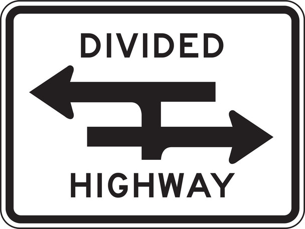 Lane Guidance Sign: Divided Highway (T-Intersection) 18" x 24" Engineer-Grade Prismatic 1/Each - FRR762RA