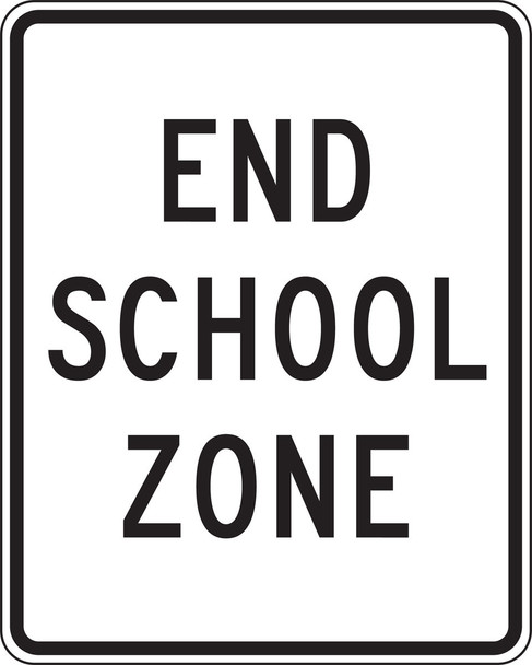 Bicycle & Pedestrian Traffic Safety Signs: End School Zone 30" x 24" DG High Prism 1/Each - FRW221DP