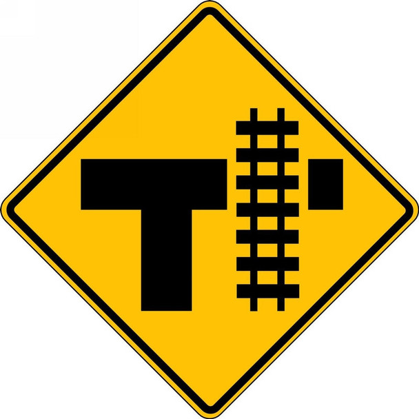Rail Sign: Parallel Railroad Crossing (T) 30" x 30" DG High Prism 1/Each - FRW473DP