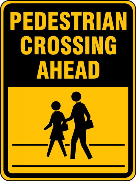 Bicycle & Pedestrian Sign: Pedestrian Crossing Ahead 24" x 18" DG High Prism 1/Each - FRW519DP