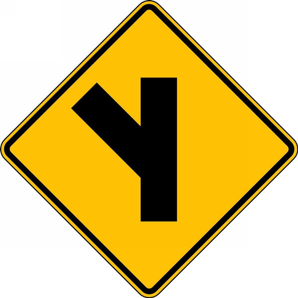 Intersection Warning Sign: Left Side Road (Diagonal) 30" x 30" DG High Prism 1/Each - FRW632DP