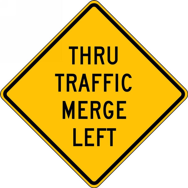 Lane Guidance Sign: Thru Traffic Merge Left Right 30" x 30" Engineer-Grade Prismatic 1/Each - FRW653RA