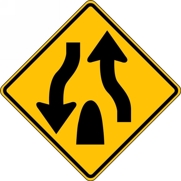 Lane Guidance Sign: Divided Highway Ends (Symbol) 30" x 30" High Intensity Prismatic 1/Each - FRW658HP