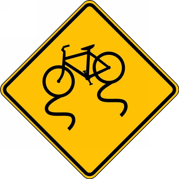 Bicycle & Pedestrian Sign: Bicycle Surface Condition Warning 24" x 24" High Intensity Prismatic 1/Each - FRW689HP