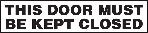 Safety Label: This Door Must Be Kept Closed 2" x 9" Adhesive Vinyl 5/Pack - LABR511VSP